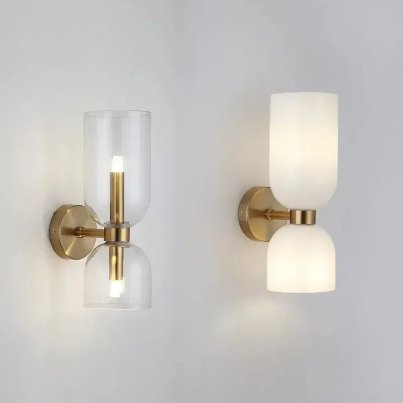 Twin Glass Wall Light with Opposing Cylinder Shades — product view 11