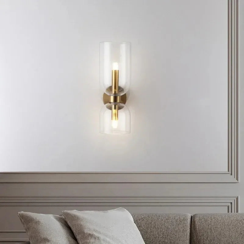 Twin Glass Wall Light with Opposing Cylinder Shades — product view 12