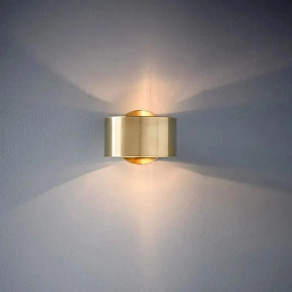 Brushed gold open drum wall light