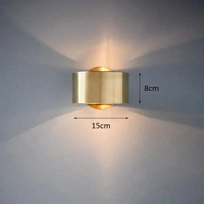 Drum wall light dimension diagram, 15 by 8 cm
