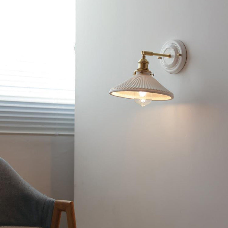 Vintage Ceramic Wall Light with Copper Fittings