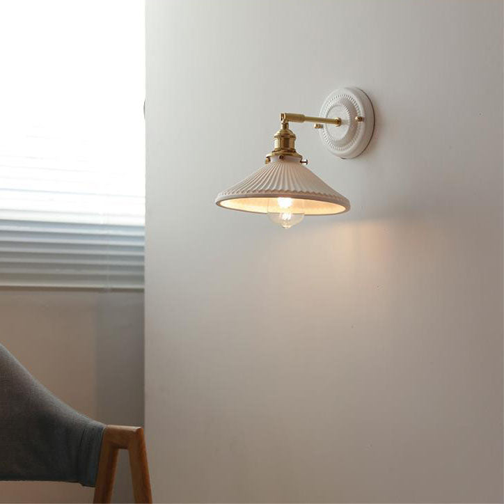 Vintage Ceramic Wall Light with Copper Fittings
