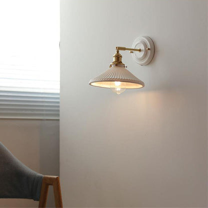 Vintage Ceramic Wall Light with Copper Fittings