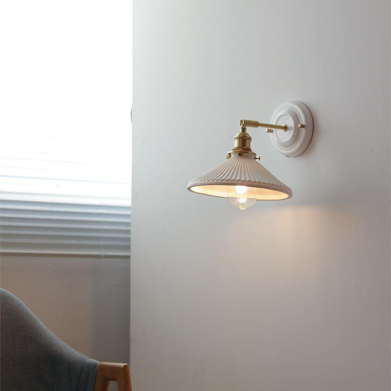 Vintage Ceramic Wall Light with Copper Fittings