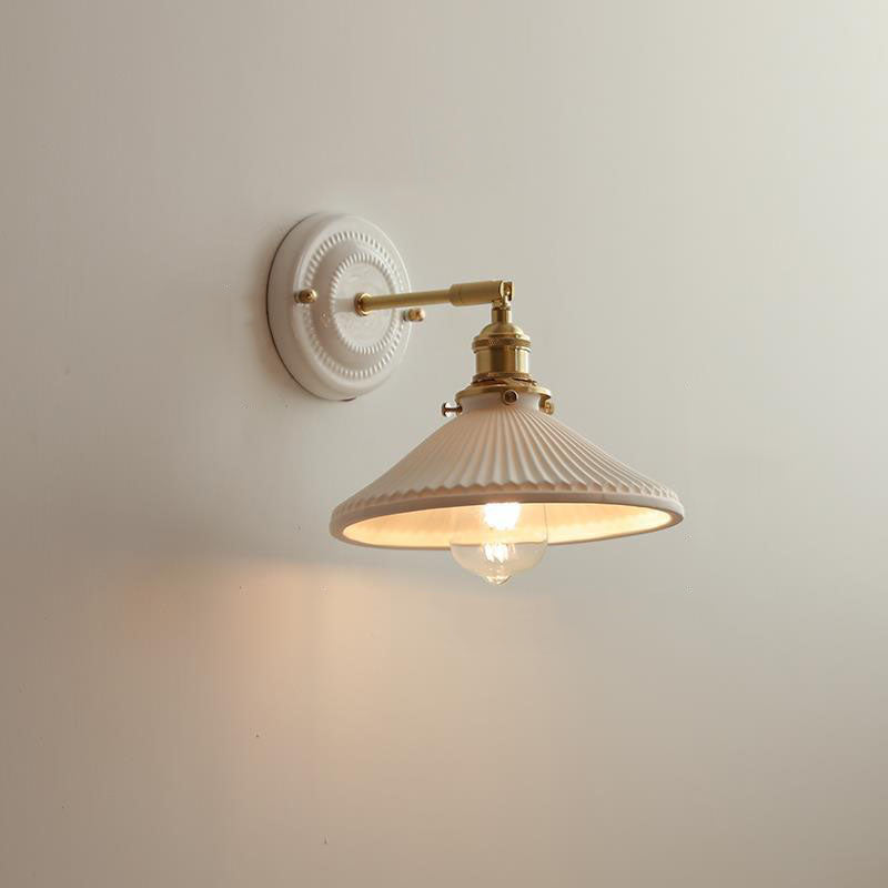 Vintage Ceramic Wall Light with Copper Fittings