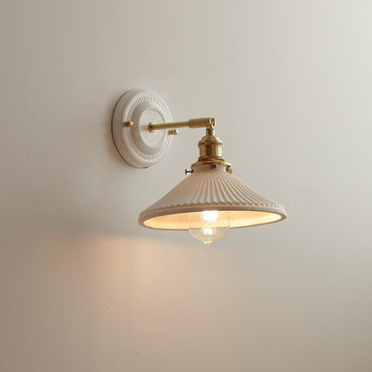 Vintage Ceramic Wall Light with Copper Fittings