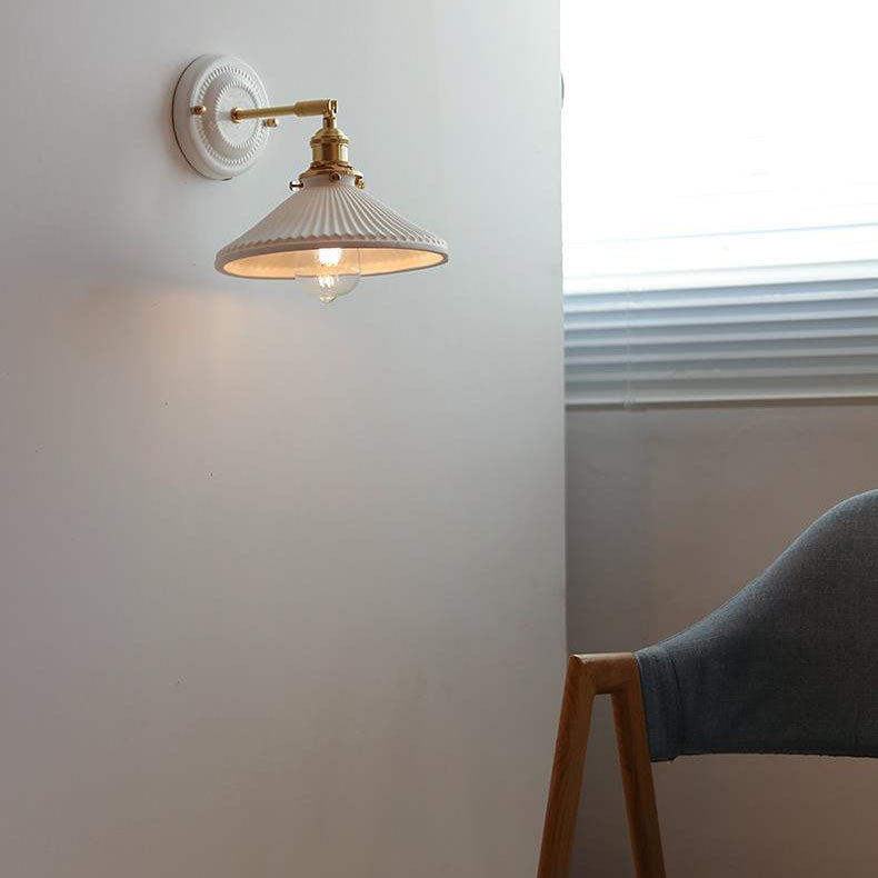 Vintage Ceramic Wall Light with Copper Fittings