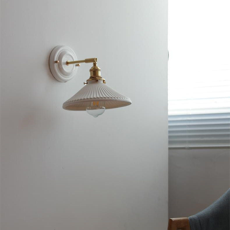 Vintage Ceramic Wall Light with Copper Fittings