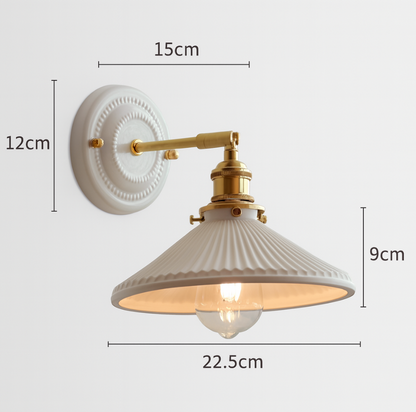 Vintage Ceramic Wall Light with Copper Fittings