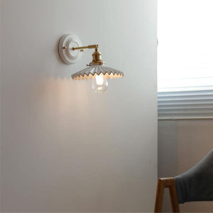Vintage Ceramic Wall Light with Copper Fittings