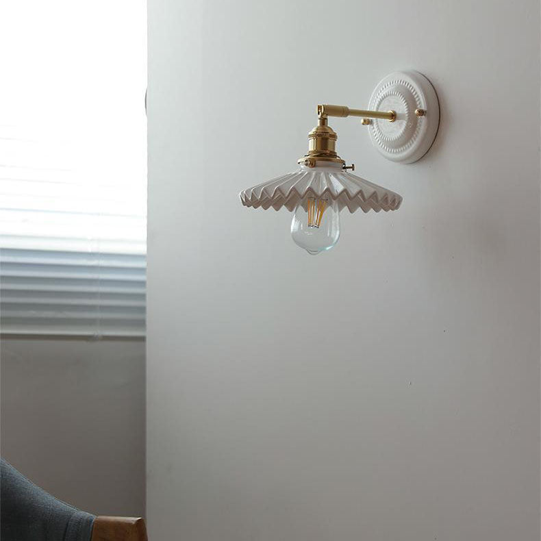 Vintage Ceramic Wall Light with Copper Fittings