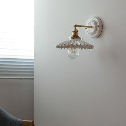 Vintage Ceramic Wall Light with Copper Fittings