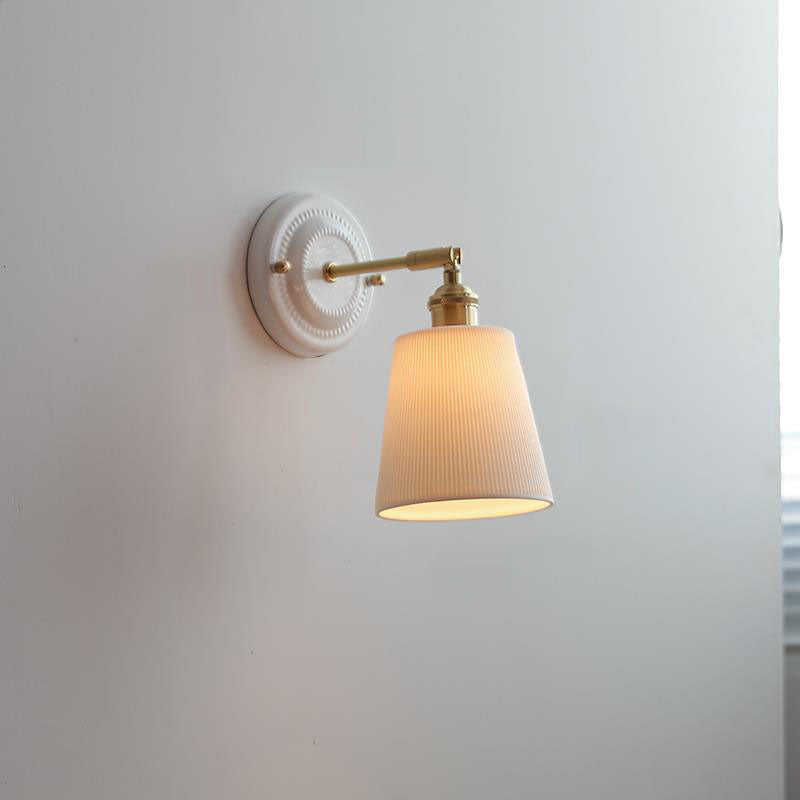 Vintage Ceramic Wall Light with Copper Fittings