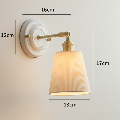 Vintage Ceramic Wall Light with Copper Fittings