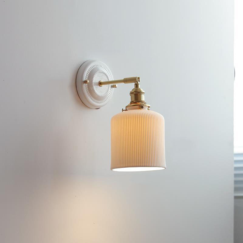 Vintage Ceramic Wall Light with Copper Fittings
