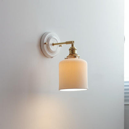 Vintage Ceramic Wall Light with Copper Fittings
