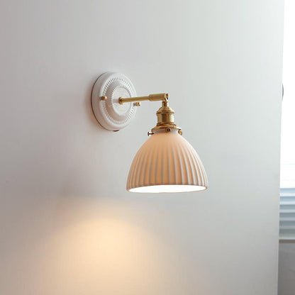 Vintage Ceramic Wall Light with Copper Fittings