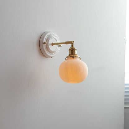 Vintage Ceramic Wall Light with Copper Fittings