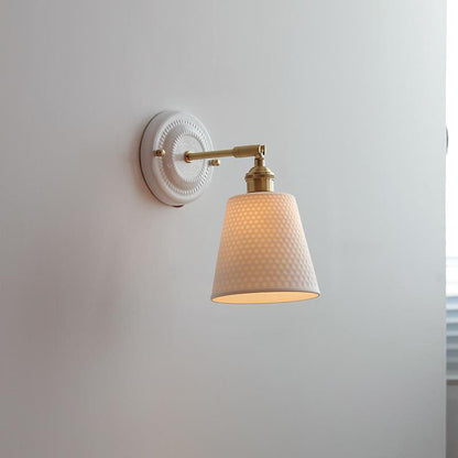 Vintage Ceramic Wall Light with Copper Fittings