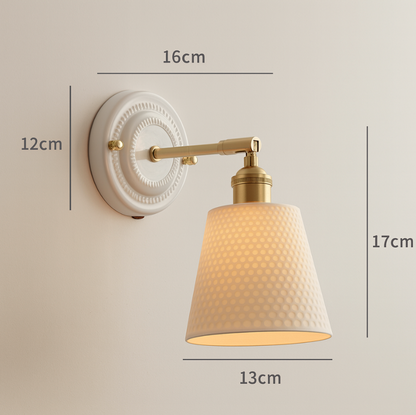 Vintage Ceramic Wall Light with Copper Fittings