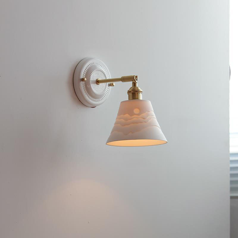 Vintage Ceramic Wall Light with Copper Fittings