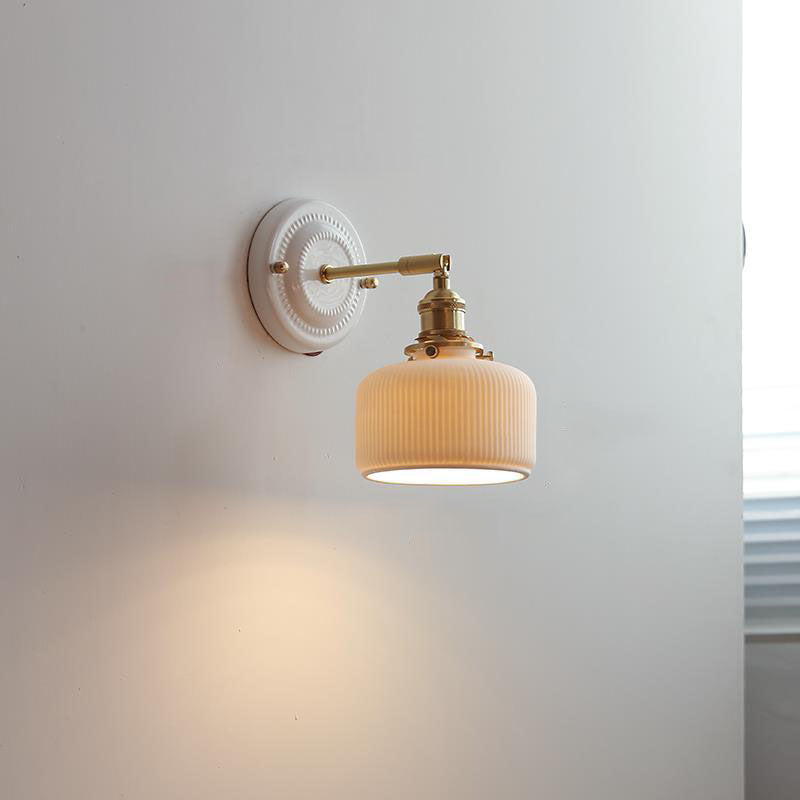 Vintage Ceramic Wall Light with Copper Fittings