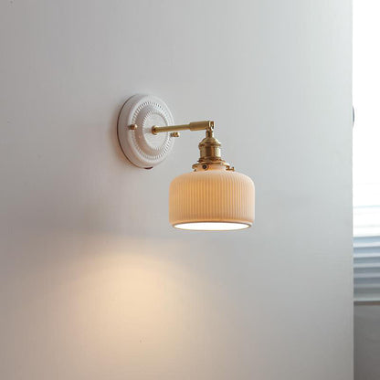 Vintage Ceramic Wall Light with Copper Fittings