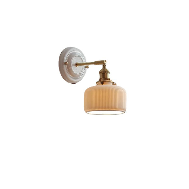 Vintage Ceramic Wall Light with Copper Fittings