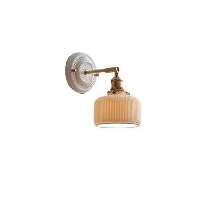 Vintage Ceramic Wall Light with Copper Fittings