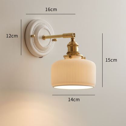 Vintage Ceramic Wall Light with Copper Fittings