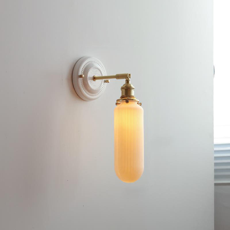 Vintage Ceramic Wall Light with Copper Fittings