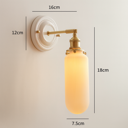 Vintage Ceramic Wall Light with Copper Fittings
