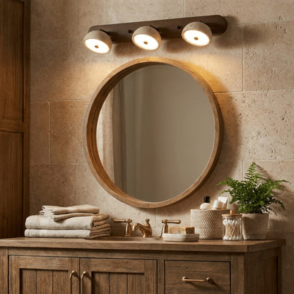 Walnut and Travertine Multi-Head Wall Light — product view 2