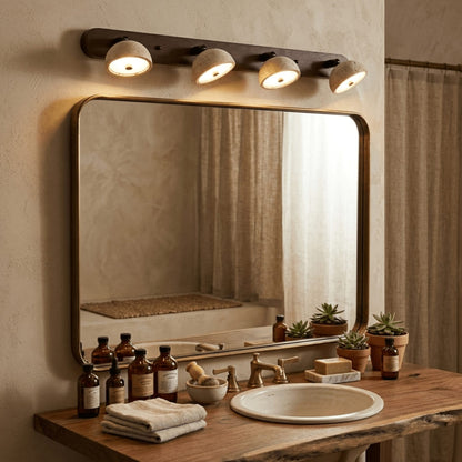 Walnut and Travertine Multi-Head Wall Light — product view 4