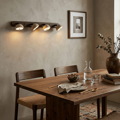 Walnut and Travertine Multi-Head Wall Light — product view 8