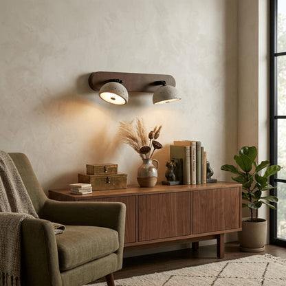 Walnut and Travertine Multi-Head Wall Light — product view 9