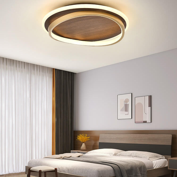 LED flush mount ceiling light in a modern bedroom