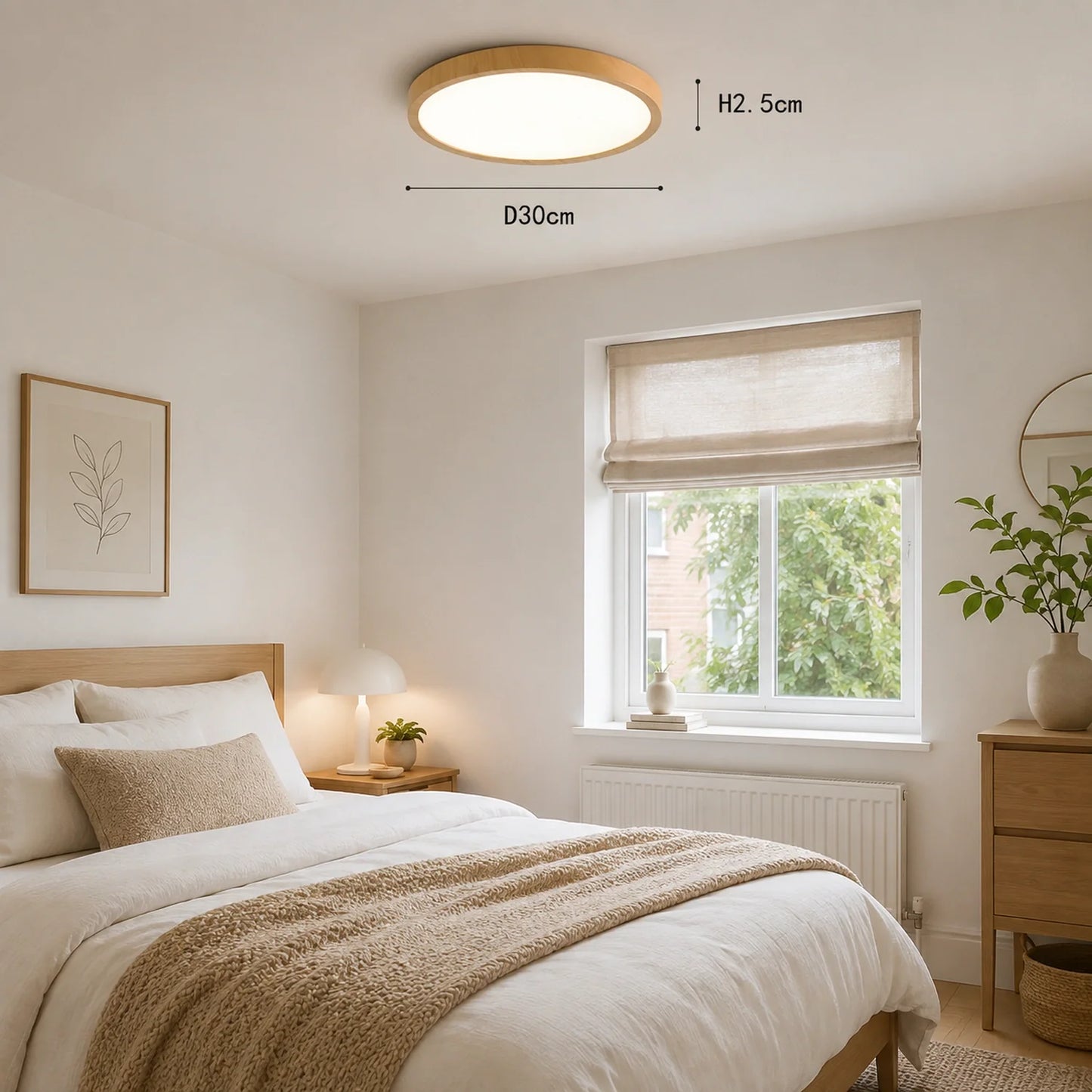 Modern LED Flush Mount Ceiling Light with Wood Grain Finish