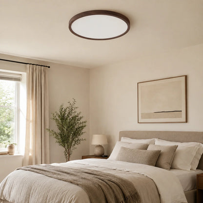 Modern LED Flush Mount Ceiling Light with Wood Grain Finish