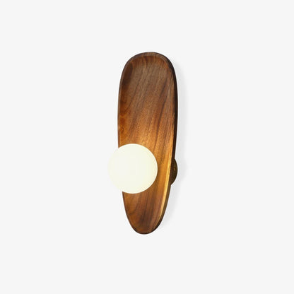 Walnut Wall Light with Glass Globe and Oval Backplate — product view 1