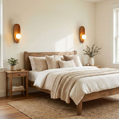 Walnut Wall Light with Glass Globe and Oval Backplate — product view 3