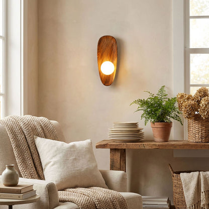 Walnut Wall Light with Glass Globe and Oval Backplate — product view 4