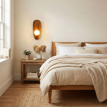 Walnut Wall Light with Glass Globe and Oval Backplate — product view 5