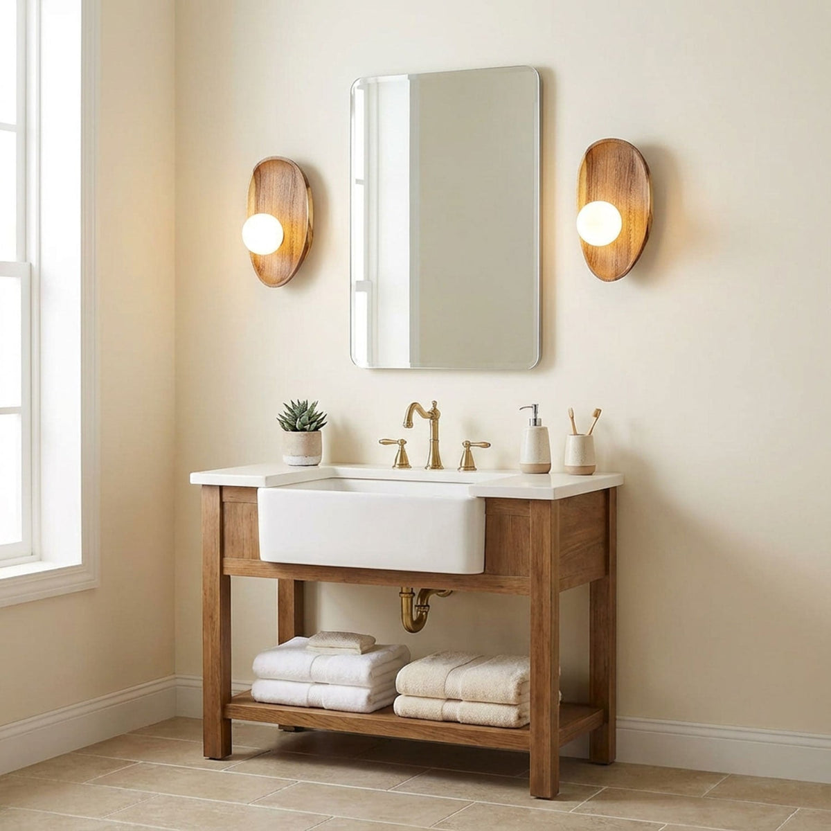 Walnut Wall Light with Glass Globe and Oval Backplate — product view 6