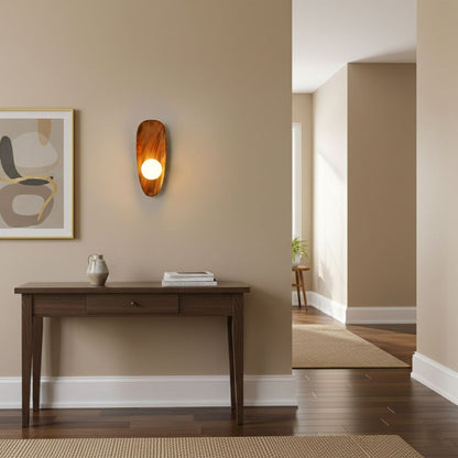 Walnut Wall Light with Glass Globe and Oval Backplate — product view 9