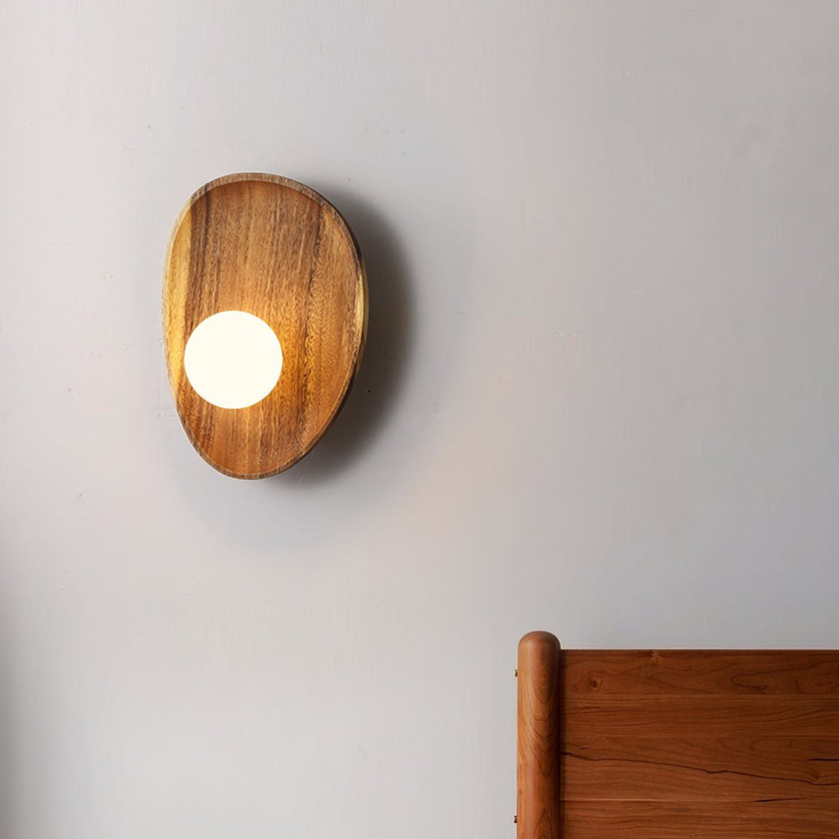 Walnut Wall Light with Glass Globe and Oval Backplate — product view 16