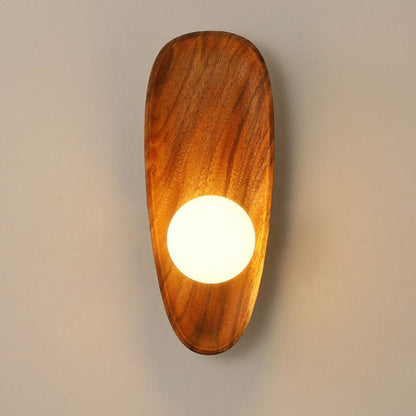 Walnut Wall Light with Glass Globe and Oval Backplate — product view 17