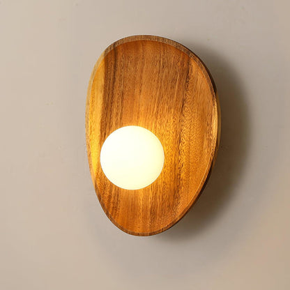 Walnut Wall Light with Glass Globe and Oval Backplate — product view 18