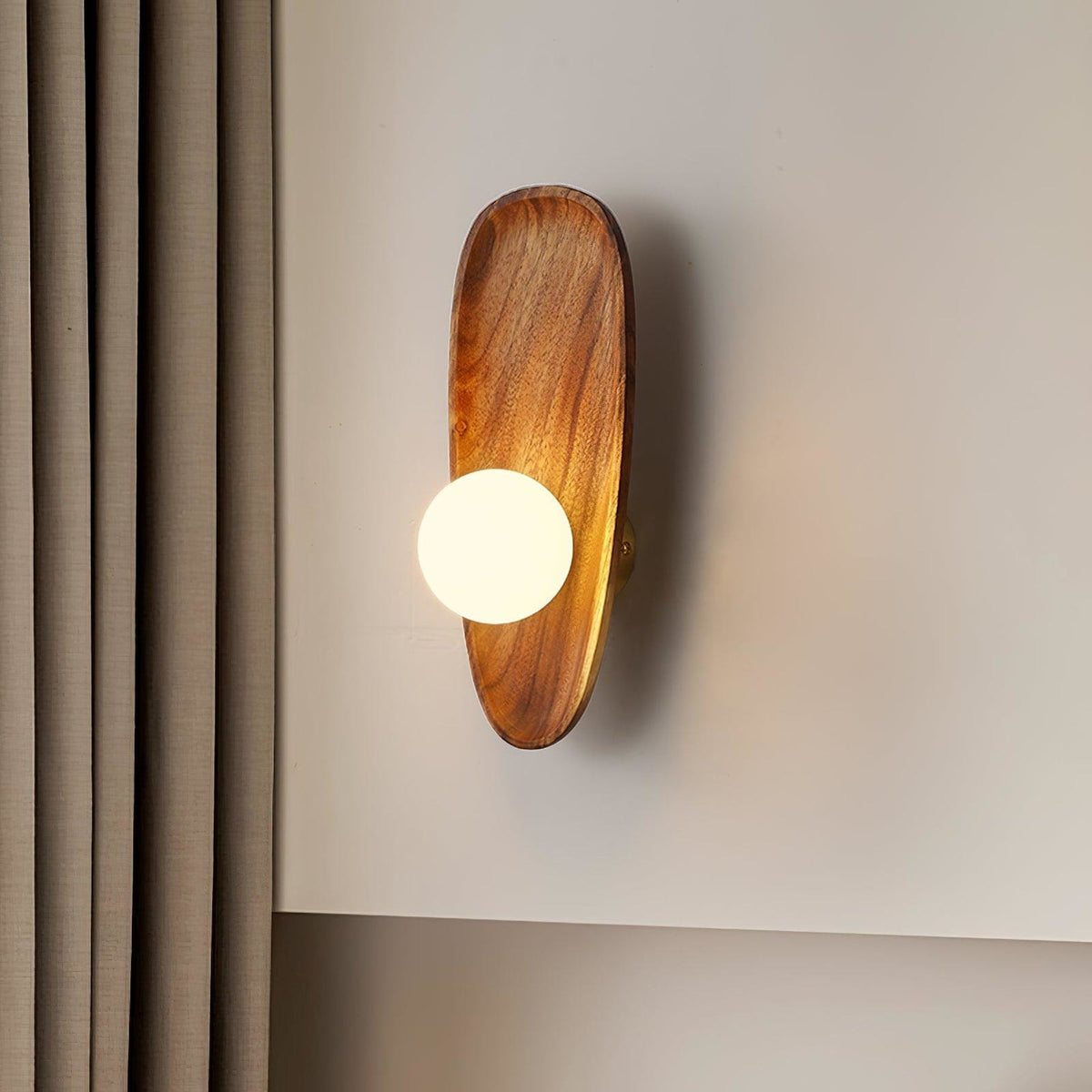 Walnut Wall Light with Glass Globe and Oval Backplate — product view 21