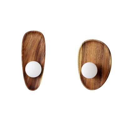 Walnut Wall Light with Glass Globe and Oval Backplate — product view 26